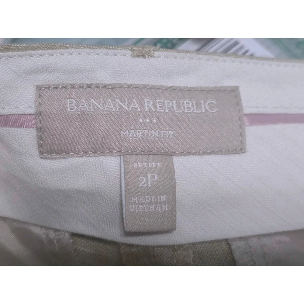 Banana Republic Martin‎ Fit Beige Linen Straight Leg Trousers Women's  Sz 2pa B1